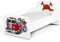 Leomark Moderne Lit d'enfant Toddler avec Matelas Couleur Blanc Motif: Pompiers Chambre pour Les Enfants Meubles pour Enfants Confortable Fonctionnel Lit Simple Zone de Couchage 70/140 cm
