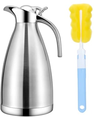 Carafe isotherme à double paroi en acier inoxydable 304, anti-fuite, anti-éclaboussure, pour café, jus, lait, thé 2L Silver