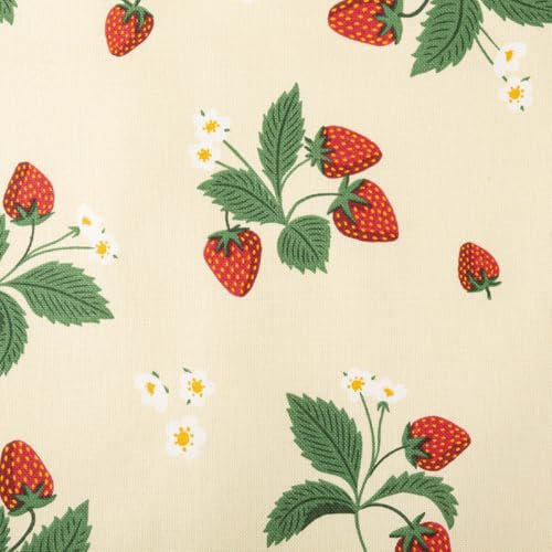 SCHÖNER LEBEN. Dekostoff Halbpanama Strawberry Erdbeeren vanille rot grün 1,4m Breite