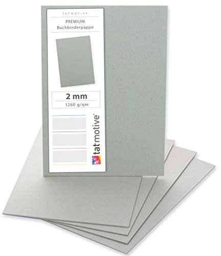 Premium Buchbinderpappe 100 Stück DIN A3 2mm | Modellbaupappe, Bastelkarton und Graupappe mit 1260 g/qm, saubere Schnittkanten, planliegend mit glatter Oberfläche