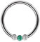 Piercing Smooth Segment Ring, Clicker mit DREI Steinen klar-grüntürkis in 1,2 x 8 mm