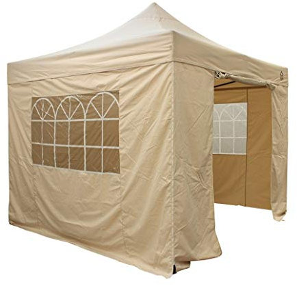 All Seasons Gazebos 2.5x2.5m Heavy Duty Fully Waterproof Pop up Gazebos and 4 Premium Side Walls - Beige