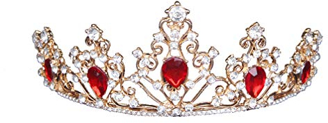 Minkissy Rote Strass Krone Kristall Hochzeit Diadem Festzug Tiara Krone Prinzessin Tiara Königin Krone für Braut