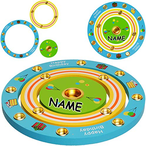 alles-meine.de GmbH 3 TLG. Set: Geburtstagsring/Geburtstagskranz - aus Holz - incl. Name - für Kerzen & Zahlenstecker - 19 cm - Kinder bunt/blau - gelb - grün - rot - Kerzenr..