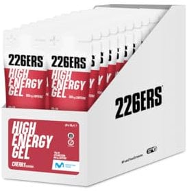 226ERS High Energy Gels Energétiques avec 50g de Cyclodextrine comme Hydrate, Végétaliens et 160mg de Caféine, Alimentation Sportif pour Triathlon, Cerise - 24 unités
