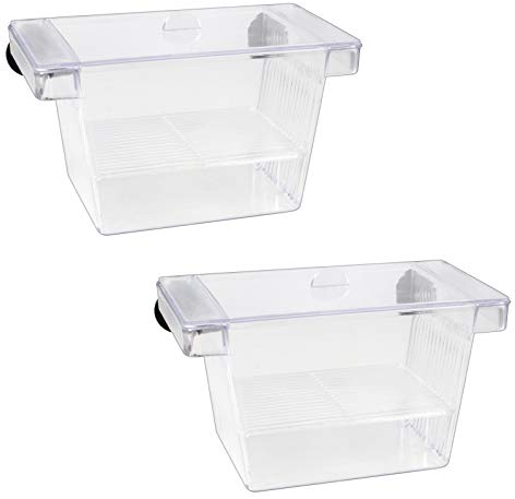 Huayue 2 Set Fisch Ablaichkasten Aquarium Aufzuchtbehälter Kunststoff Fisch Zucht Isolation Box Schwimmende Laichkasten Ablaichkasten Brutkasten Zuchttanks Breeding Box mit 4 Saugnäpfe (Transparent)