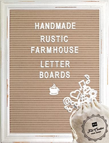 Rustikales Vintage-Stil Bauernhaus Filz Brieftafel Rillentafel Stecktafel mit Stand by Felt Creative Home Goods | mehr als 350 Buchstaben, Zahlen, Symbole (Kaffee, 30x40 cm)