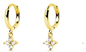 SINGULARU - Hindi Ohrringe. Sterlingsilber mit 18 Kt Vergoldeter Beschichtung und Zirkonia. Schmuck für Damen.