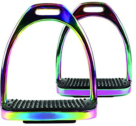 AK Steigbügel aus Edelstahl mit schwarzen Trittflächen (mehrfarbig, 12,7 cm)