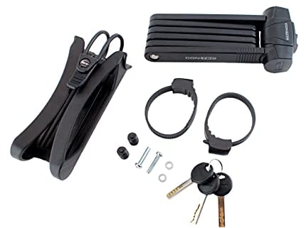 CONTEC Fahrrad Falt-Schloss SherLock, robuster Tredur-Spezial-Stahl, 85 cm mit Halterung, Wende-Schlüssel-System und Schlüssel-Wegfallsperre, schwarz