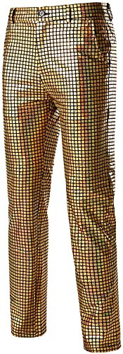 PARKLEES Mens Night Club Metallic Gold Suit Pants/Straight Leg Trousers Gold Sequin 32