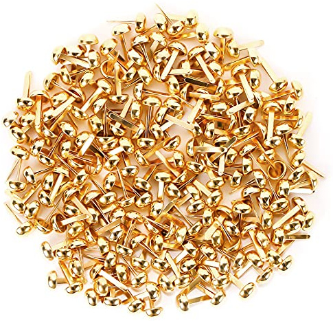 Aooba 100 Stück Mini-Klammern, goldfarbene Papierverschlüsse, runde Messing-Metallklammern für Kunst, Basteln, dekoratives Scrapbooking, DIY, 8 x 15 mm (100 Stück)