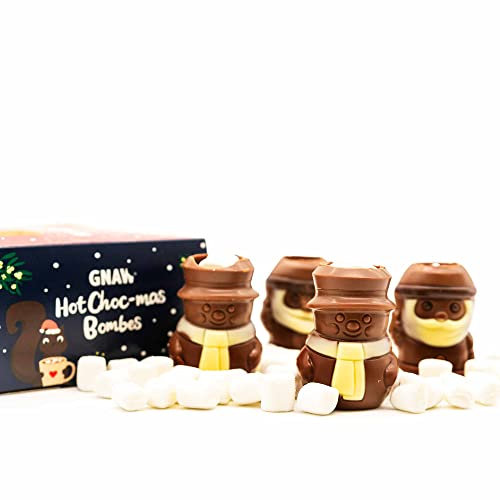 Gnaw Santa and snowman hot chocolate bomb - 4 hot chocolate melts of handcrafted santa and snowman with marshmallow toppers for hot chocolate gift set this christmas