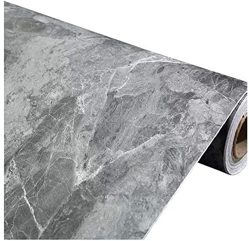 Papel tapiz texturizado 3D para despegar y pegar, papel adhesivo gris para paredes, armarios de cocina, encimera, baño, muebles de dormitorio (24 x 117 pulgadas, gris hormigón)