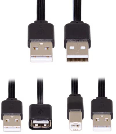 chenyang Cavo USB 2.0 da USB 2.0 tipo A a tipo A B di estensione dati piatto sottile cavo per stampante disco e telefono 13 cm 3 pz/set