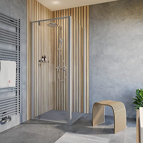 Schulte Duschkabine Drehtür inkl. SW Trend 2.0 Alu-Natur Sicherheitsglas Klar hell 80x80 cm