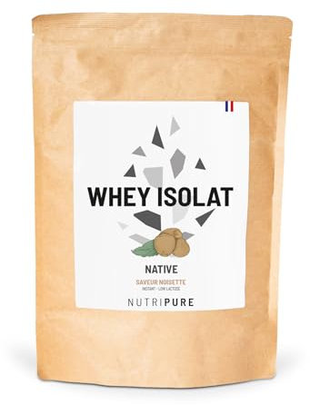 Nutripure | Whey Isolate Native en Poudre | Complément Alimentaire à base de Protéines de Lait | Développement Musculaire & Musculation | 85% Protéines, 19% BCAA, 40% EAA | Noisette | 750 gr | France