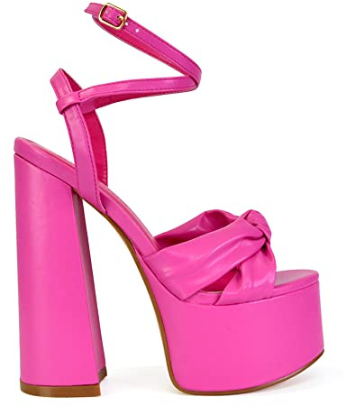 ESSEX GLAM Womens Strappy Ankle Strap Sandals Ladies Block High Platform Heels Open Toe Shoes 3 4 5 6 7 8
