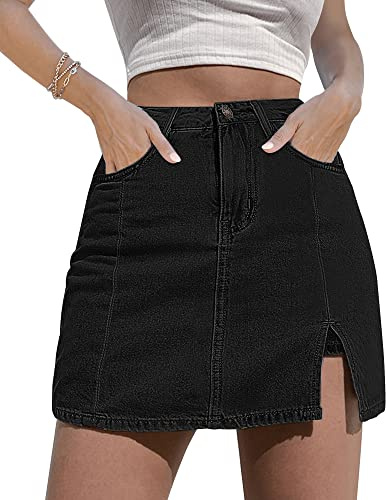 luvamia Womens Short Skorts for Womens Stretchy Jean Skirt Soft Black
