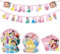 41PC Princess Party Tableware Set Include Plates, Napkins, Happy Birthday Banner for Girls Birthday Party Decoration for 10 Guest (10 sets)