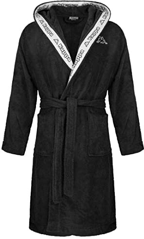 Kappa Unisex Bademantel mit Kapuze 100% Baumwolle Gr. S-4XL, Farbe:Schwarz, Bekleidungsgröße:M