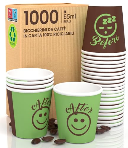1000 Gobelets en Papier à Café 65ml DownupCUP Vert Verres écologiques Biodégradables Jetables Petits à emporter Boissons Chaudes