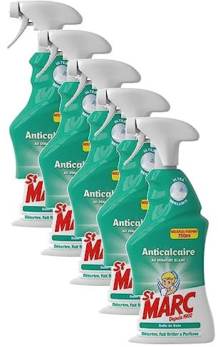 St Marc Lot de 5 Pistolets Spray Désinfectant et Nettoyant Anticalcaire au Vinaigre Blanc - 750 ml