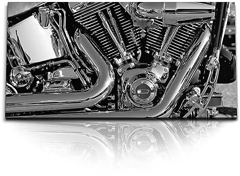 Paul Sinus Kunstdruck Bilder 120x60cm Klassisches Motorrad Motor Schwarz Weiß Biker