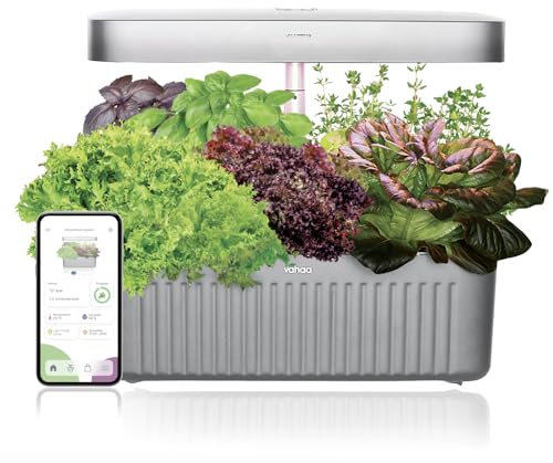 Vahaa Smart Garden - Mobile App Controlled Indoor Hydroponics growing system Herb and Vegetable Cultivation Kit Grow Your Own Produce Kitchen Garden with Starter Kit (Silver)