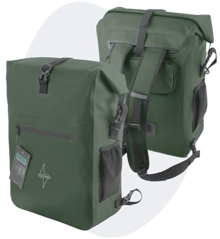 Voltano - 2in1 Fahrradtasche Geeignet als Gepäckträgertasche und Rucksack - Olivgrün Fahrradtasche - 100% wasserdicht - 28 Liter