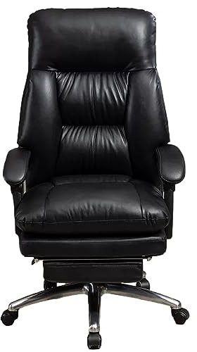 UsmAsk Chefbürostuhl, Computerstuhl aus PU-Leder, ergonomischer, drehbarer Schreibtischstuhl mit großem Sitz, hoher Rückenlehne und Kippfunktion, für das Heimbüro, Bernstein (Schwarz)