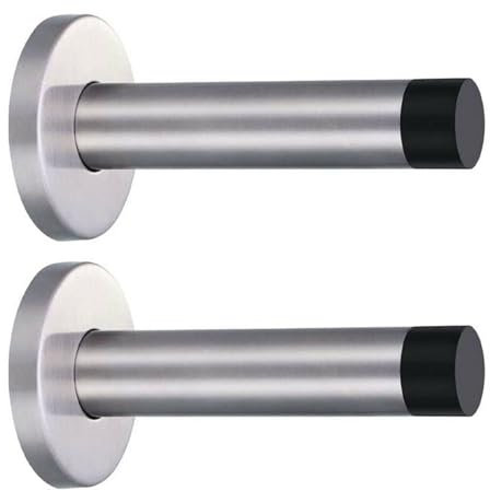 ARA CHOICE 2X Door Stop Wall Mounted Door Stopper Satin Stainless Steel Rubber Stops Bathroom Door Stop with Rubber Tip, Shower Door Stopper, Glass Door Stop, Door Bumper Baseboard Wall Mount