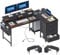 ODK Corner Desk with Drawers, L Shaped Computer Desk 140x80cm with USB Charging Port & Power Outlet, Home Office Desk with Monitor Stand and PC Stand, Gaming Desks Workstations, Black