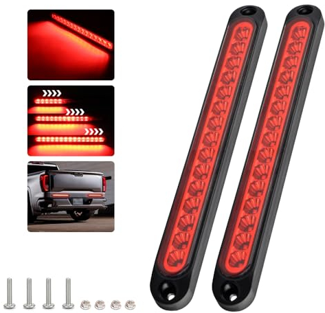 UPXSXT 2 x 15 LED-Rücklichtleiste für Anhängerbremse, 12-24 V, wasserdicht, Lichtleiste hinten, für Tagfahrlicht für Auto, SUV, RV, LKW, Rmorchio (rot)