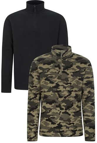 Mountain Warehouse Mens Camber Fleece Top - Lightweight Top, Breathable Sweater, Quick Drying Pullover, Extra Ventilation - Ideal For Winter Walking Khaki (Multipack) XS