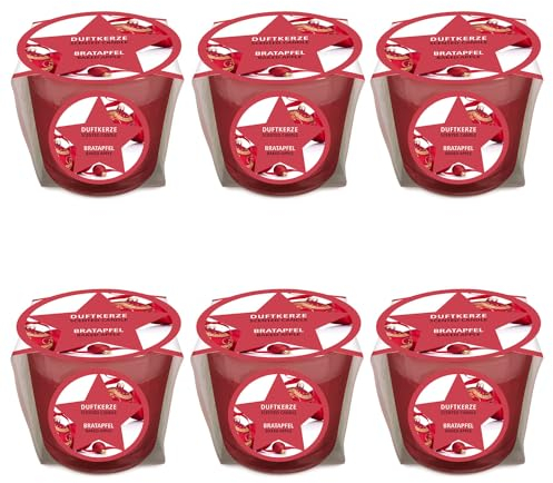 pajoma® Mini Duftkerze 6er-Set, Bratapfel - Weihnachten Edition | 45g Wachsgewicht, Brenndauer: 10 Stunden, in edler Geschenkverpackung | Premium Qualität