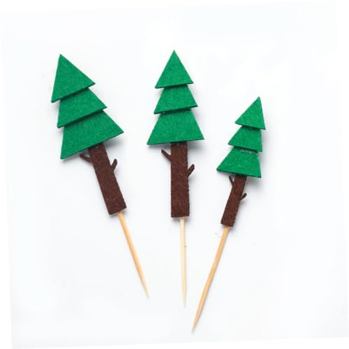 Amosfun 12st Weihnachtsbaum-kuchen-einsatz Weihnachtsbaum Cupcake Topper Urlaub Cupcake-topper Aus Kiefernholz Kuchenornament Frohe Weihnachten Cupcakes Dekorationen Baumform Oxford-stoff