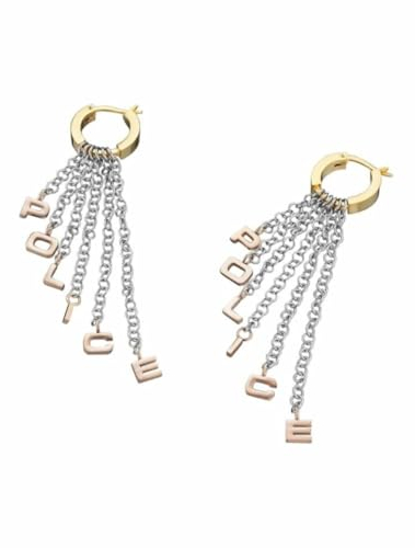 Police PJ25596ESSGRG.01 Damen-Ohrringe, Edelstahl, 5 cm, Estandar, Edelstahl, Kein Edelstein