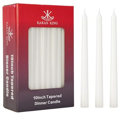 KARAN KING Spitzkerzen, weiß, tropffrei, geruchlos, 7 Stunden Brenndauer, elegante langlebige Kerze (Weiß, 50 Stück)