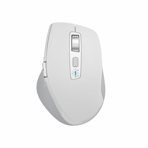 INFINMIND Wireless Computer Bluetooth Mouse with Smart Flying Scroll, Thumb Scroll Ergonomic Mice, Silent 3 Devices Mouse for Windows/Mac OS/Chrome/Linux/Android (White)