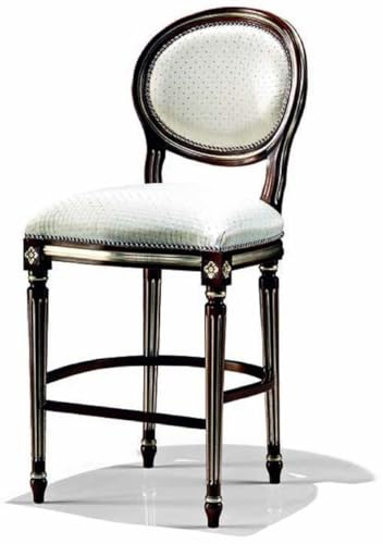 Casa Padrino Luxus Barock Barstuhl Creme/Dunkelbraun/Gold H. 101 cm - Made in Italy