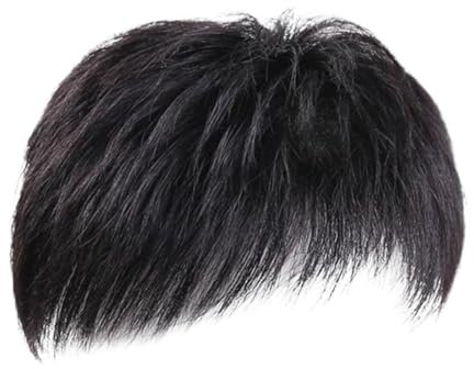 perfk Kurze Topper-Perücke für Männer, Toupet-Clip aus Echthaar, kurze Topper-Haarteile für Männer für Reisen und Outdoor-Aktivitäten