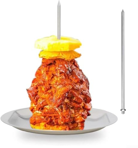 Pincho vertical de acero inoxidable para asador de pollo con bandeja de goteo para filetes, pollo