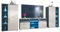 Vladon Wohnwand Davos, Anbauwand bestehend aus 2 Vitrinen und 1 TV-Board, Anthrazit matt/Sandgrau Hochglanz inkl. LED-Beleuchtung (329 x 134 x 35 cm)
