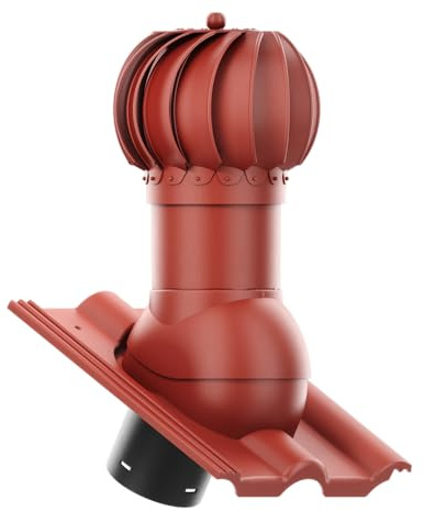 KRONO-PLAST Entlüfterkamin ROTOLINE 125 für Betondachziegel Brass Frankfurter, Benders Mecklenburger, ProDach - Doppelrömer Dachziegel Lüfter Dachlüfter (Rot/Bordeaux)