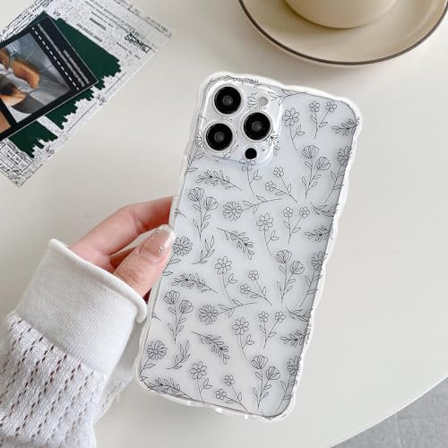 UEEBAI Hülle für iPhone 14 Pro Max 6.7 inch, Niedliche Lockige Wellen Rahmenform Silikon Handyhülle Ultra Dünne Stoßfeste Schutzhülle Slim Fit Weiche TPU Bumper Cover für Frauen Mädchen - Schwarz