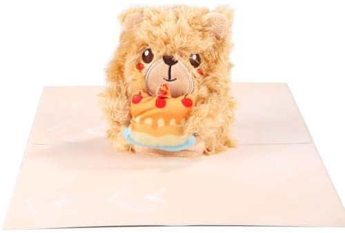 Geburtstagskarte Pop Up Bär, Plüsch Pop Karte 3D Pop Up Karte Geburtstag Teddybär Happy Birthday Karten mit Umschlägen Geburtstagstorte Bärenkarte für Geburtstagsgeschenk Mutter Ehefrau