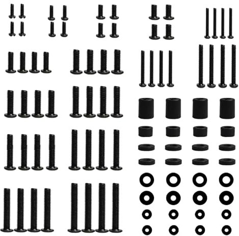 92pcs TV Bracket Screws, M4 M5 M6 M8 TV Mounting Hardware Kit, Includes Screw Washers & Spacers, Universal Vesa Screws Suitable for Most TV Wall Bracket and Monitor (Black)