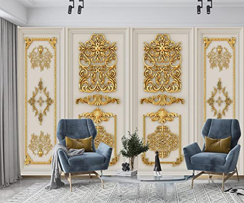 Impression 3D en métal de luxe - Papier peint mural autocollant non tissé pour salon, chambre à coucher et bureau - 300 x 200 cm