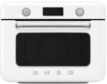Smeg, Forno Combinato a Vapore da Appoggio COF01WHEU, 10 Funzioni di Cottura, 33 Ricette Automatiche, Serbataio Estraibile, Cottura a Vapore, Funzione Decalcificazione, Potenza 1800W, Bianco